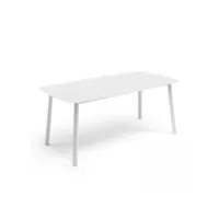 table de jardin rectangulaire en aluminium et pierre frittée blanc