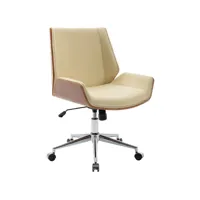 fauteuil de bureau zwolle en similicuir avec coque d'assise en bois , noyer / crème