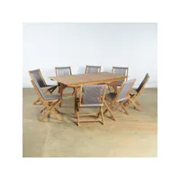 ensemble de jardin en teck table et 6 chaises gris pk27002