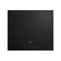 beko - table de cuisson à induction 60cm 3 feux 7200w noir  hii63205mt - cdp-hii63205mt