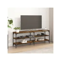 meuble tv, banc tv, meuble de rangement chêne fumé 140x30x50 cm bois d'ingénierie meuble pro lww60653