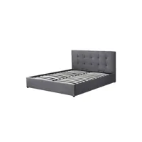lit coffre design gris pour adulte collection rico, 160x200 cm, sommier inclus