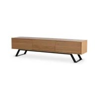 zapallar - meuble tv - bois et noir - 206 cm - lisa design - noir et bois
