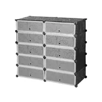 hombuy armoire à chaussures meuble à chaussures etagère avec portes plastique 10 cubes facile à monter, etagère de rangement pratique