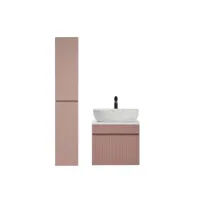 ensemble meuble vasque à poser + colonne - 60 cm - emblematic rose