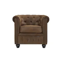 fauteuil chesterfield marron vieilli