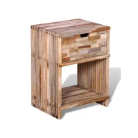 table de chevet  bout de canapé  table d'appoint chevet avec tiroir bois de teck recyclé -neww69243