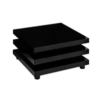 stilista® table basse rotative à 360°, design cube, 73x73 cm, table de salon, couleur noir brillant
