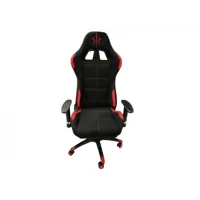 fauteuil de jeu, en éco-cuir noir et rouge, avec accoudoirs, réglable en hauteur et en inclinaison, cm 66x50x127-134 8052773798624
