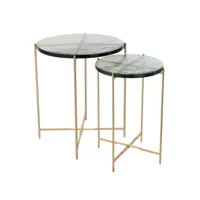 set de 2 table gigogne obi verre/metal
