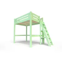 lit mezzanine adulte bois + échelle hauteur réglable alpage 160x200  vert pastel alpagech160-vp