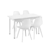 ensemble de table à manger et chaises set de table à manger et chaises mdf placage acier revêtu plastique blanc 03_0001657
