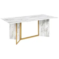 table de salle à manger effet marbre et doré 100 x 200 cm calcio 405668