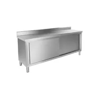 meuble bas de cuisine 200x60 cm avec rebord acier inoxydable helloshop26 14_0002489