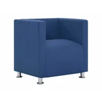 fauteuil chaise siège lounge design club sofa salon cube bleu polyester helloshop26 1102269