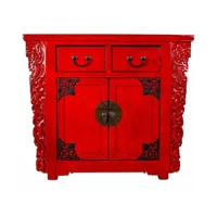 buffet, meuble de rangement en bois avec 2 portes et 2 tiroirs coloris rouge - longueur 101 x profondeur 50 x hauteur 88 cm