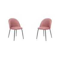 chaise de cuisine en velours rose et pieds métal noir - paris 2 chaises