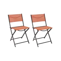 chaise de jardin pliable en acier elba (lot de 2) orange terracotta