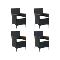 lot de 4 chaises  chaises de salle à manger chaise de jardin  résine tressée noir meuble pro frco10084