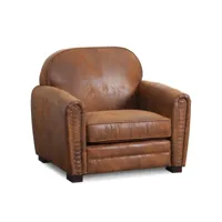 paris prix - fauteuil club vintage balista 90cm marron