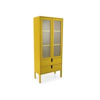 uno - vitrine en bois 2 portes 2 tiroirs h178cm - couleur - jaune moutarde 9008565029