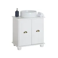 meuble sous lavabo colmar meuble de rangement salle de bain meuble, sous vasque avec 2 portes, en pin massif lasuré blanc