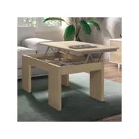 table basse relevable chêne clair - oxnard - l 100 x l 50 x h 43-54 cm