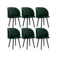 lot de 6 chaises de cuisine en velours-fauteuil de repas salle à manger-scandinave-vert foncé
