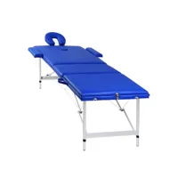 vidaxl table pliable de massage bleu 3 zones avec cadre en aluminium 110090