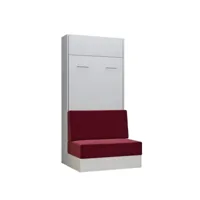 armoire lit escamotable dynamo sofa canapé intégré blanc tissu rouge 90*200 cm 20100892811