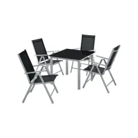 tectake ensemble chaises de salle à manger avec cadre en aluminium, pour 4 personnes 403906