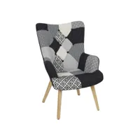 fauteuil helsinki patchwork - noir et blanc