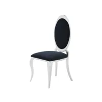 chaise médaillon velours et pieds métal argenté effet miroir joliva - lot de 4-couleur noir