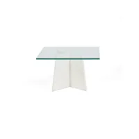 table basse thai natura blanc verre marbre 76 x 76 x 45 cm