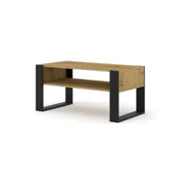 table basse mondi avec 1 étagère en bois - beige et noir - l 100 x p 50 x h 47,5 cm