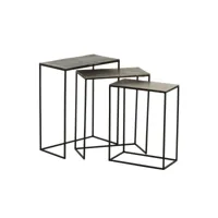 set de 3 tables gigognes rectangulaire nizi en métal noir et aluminium gris. 20100991405