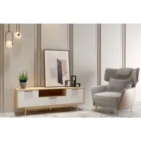 fyn - meuble tv scandinave 140 cm finitions rose gold