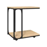 vidaxl table d'appoint à roues chêne sonoma 50x35x55,5 cm