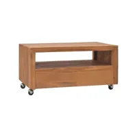 meuble tv  banc tv armoire de rangement avec roues 80x50x42 cm bois de teck solide meuble pro frco71230
