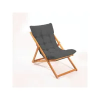 chaise de jardin purrault bois massif clair et tissu gris foncé