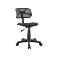chaise de bureau pour enfant milan fauteuil pivotant et ergonomique siège à roulettes hauteur réglable, mesh noir