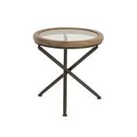 table gigogne ronde shon verre, métal noir et bois marron ( small ) 20100991425