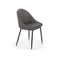 chaise en éco-cuir gris avec pieds en métal noir flash 89