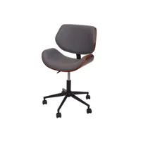 chaise fauteuil de bureau pivotante aspect noyer courbé hauteur pivotante design rétro réglable gris 04_0001857