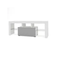 3xeliving meuble tv selma 160 cm blanc gris brillant, largeur: 160cm, profondeur: 35cm, hauteur: 48 cm.