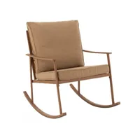 fauteuil à bascule moderne en métal et en tissu beige griffon