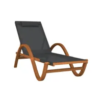 bain de soleil - transat - chaise longue avec coussin gris textilène,bois massif peuplier pewv98656 meuble pro