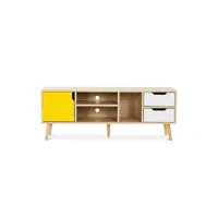 meuble tv en bois - design scandinave - aren jaune