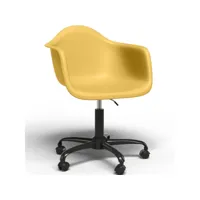 chaise de bureau avec accoudoirs - chaise de bureau avec roulettes - structure noire weston jaune pâle