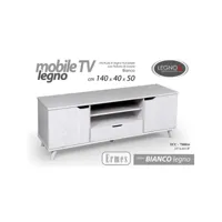 meuble tv bas mobile blanc 140x40x50 cm